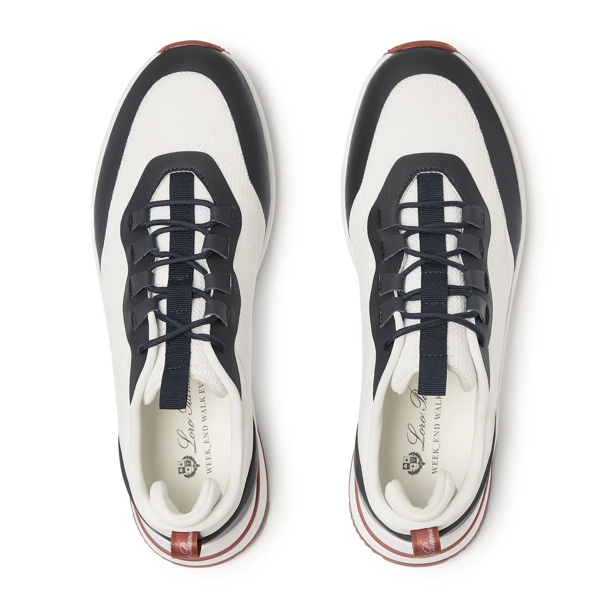 Upper View of Loro Piana Week End Walk Frost White Sea Linen Mesh Sneaker FAM1718_F7XA